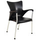Cielo Tiffany Café Chair RAC-1193145-1, black modern cafe chair with sleek design, contoured seat and backrest, and silver metal legs.