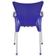 Cielo Tiffany Café Chair RAC-1193145-1, blue plastic chair with silver metal legs and armrests, modern design.
