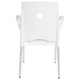 Modern Stack Café Chair RAC-1193282-1, white plastic chair with a back hole, arm rests, and four metal legs.