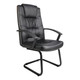 Como Visitors Chair SO-CO-VS, black leather office visitor chair with padded backrest and seat, armrests, and a sturdy black metal sled base.