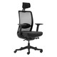 Merryfair Motion High-Back Chair SO-MERM-HB, black ergonomic office chair with mesh backrest, adjustable headrest, armrests, and a padded seat for comfort and support.