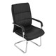 Vega Visitors Chair SO-VE-VS, black leather conference chair with chrome frame and armrests.