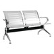Express Airport Bench 2 Seater, sleek silver metallic design with armrests and sturdy black base for airport seating.
