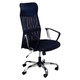 Lunar High-Back Chair, ergonomic office chair with padded seat and high backrest with mesh design, adjustable armrests, and chrome-finished base with caster wheels for mobility.
