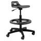 Q14 Industrial Polyurethane Draughtsman Chair ISC-DCH-Q14, black adjustable office chair with polyurethane seat and backrest, plastic arm support, and 5-wheel base for mobility.