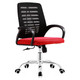 Ital Medium-Back Chair TOC-MCH-CH6601, ergonomic office chair with black mesh backrest, red cushioned seat, armrests, and five-wheel chrome base for mobility.