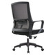 Lucio Medium-Back Chair, ergonomic office chair with black mesh backrest, adjustable height, and armrests.
