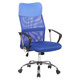 IC3 High-Back Chair TOC-HCH-CH8200, blue ergonomic office chair with mesh backrest and adjustable height, black armrests, and rolling casters for mobility.