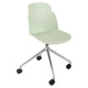 Aspen Aluminium High Base Typist Office Chair, light green plastic seat and backrest with a chrome aluminium base and black caster wheels.