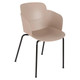 Lotus 4-Legged Restaurant Chair, beige plastic seat with armrests and black metal legs.