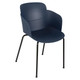 Lotus 4-Legged Restaurant Chair, navy blue plastic chair with four black metal legs suitable for restaurant seating.