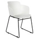 Lotus Sleigh Base Restaurant Chair, modern white chair with a sleek cushioned seat and backrest, supported by black metal sled-style legs.