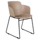 Lotus Sleigh Base Restaurant Chair CEC-RES-LOT-SLEIGH, modern beige chair with a sleek curved design and black metal sled base for contemporary dining environments.