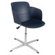 Lotus Cross Base Typist Office Chair CEC-TCH-LOT-CBS, blue plastic seat and backrest with armrests, adjustable height with a silver metal base and four-wheel support.
