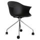 Lily Spider Base Typist Office Chair, black modern ergonomic office chair with a spider-legged chrome base and casters for mobility.