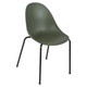 Daisy 4-Legged Restaurant Chair, green molded plastic seat with black metal legs.