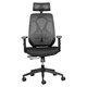 Leila Mesh High-back Office Chair KAR-HCH-LEI, black ergonomic chair with mesh backrest, adjustable headrest, armrests, and a padded seat, on a five-star base with casters.