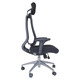 Jankz Human Ergo High-back Office Chair JOF-HCH-9100, ergonomic office chair with high backrest, adjustable headrest, black mesh upholstery, armrests, and a wheeled silver base for comfort and mobility.