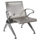 One Seater Die Cast Aluminium Airport Bench JOF-PBS-DCA-1, modern silver-colored single-seat airport bench with armrests and perforated seat and backrest for airport terminals and waiting areas.