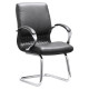 DB035B Black Genuine Leather with Chrome Frame Executive Visitor Office Chair