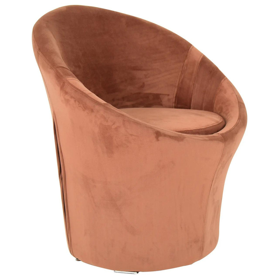 Velvet Throne Occasional Chair, stylish and plush pink velvet armchair with a curved backrest and a cushioned seat for elegant lounging.