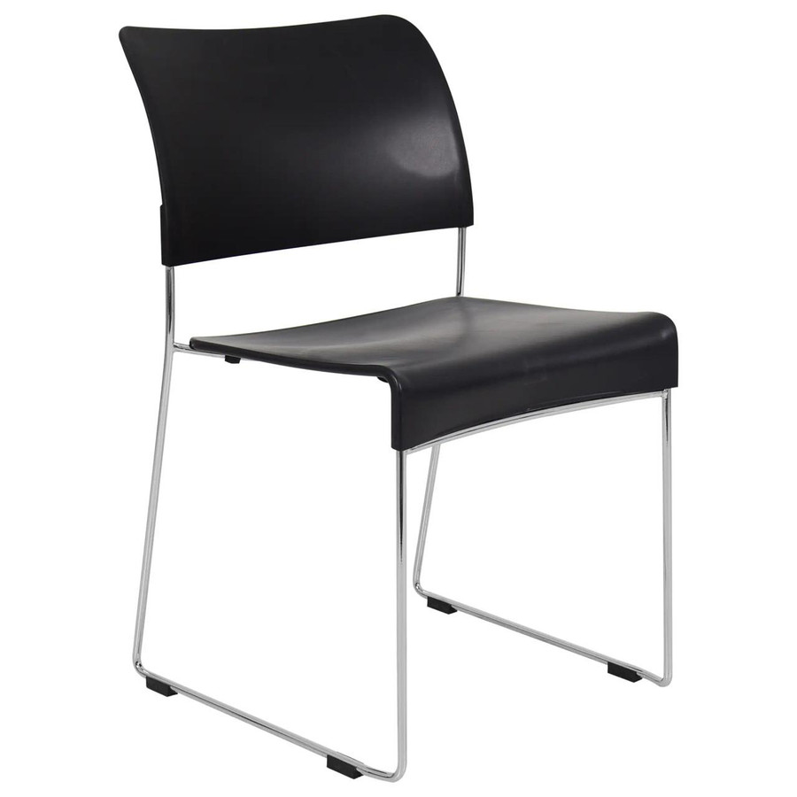 Casual Café Chair RAC-1191837-1, modern black seat and backrest with sleek metal frame.