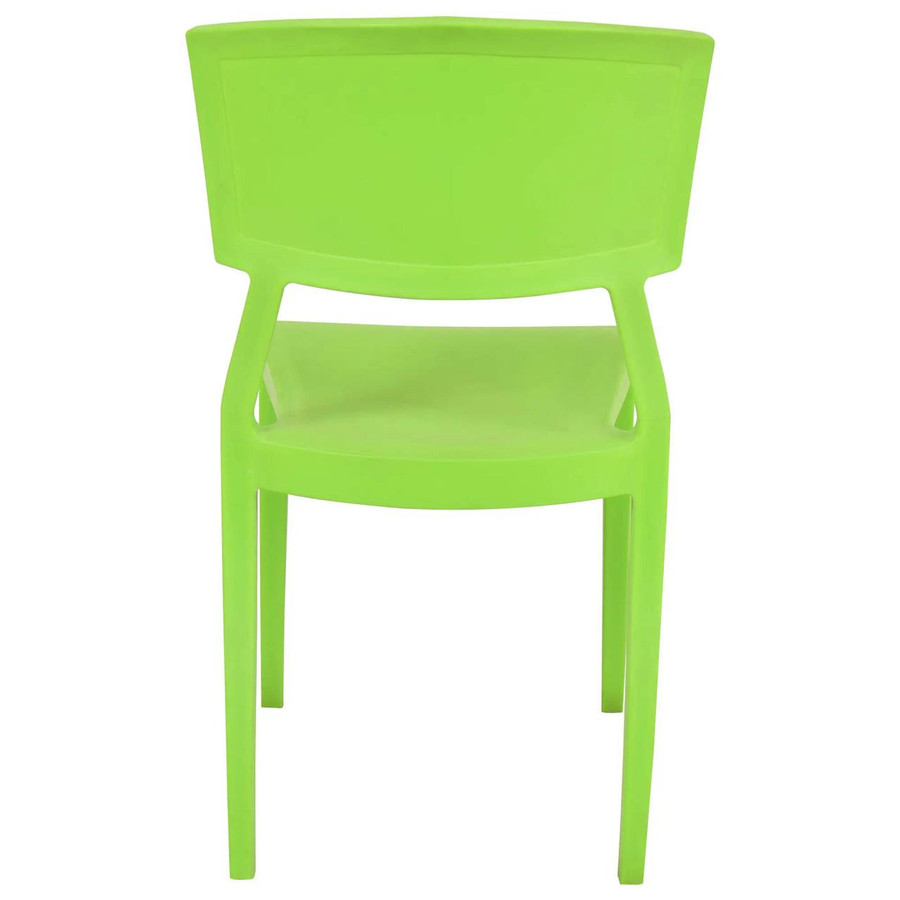 Poly Stack Café Chair RAC-1192384-1, bright green stackable plastic café chair with a curved backrest and four straight legs.
