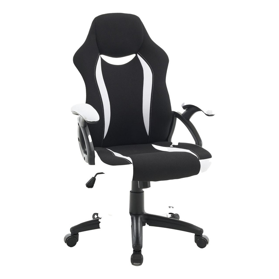 Eclipse Gaming Chair TOC-GCH-CH8000, black and white ergonomic gaming chair with adjustable armrests and a high backrest