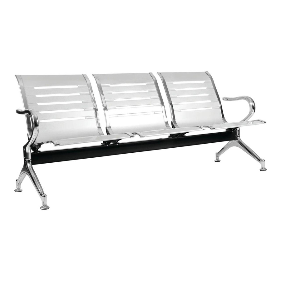 Express Airport Bench Three Seater CEC-ABC-P3, modern metallic bench seating with three seats and armrests.