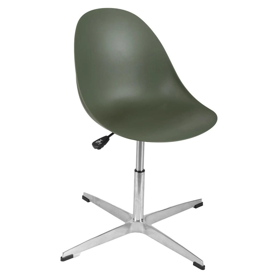 Daisy Cross Base Typist Office Chair CEC-TCH-DAI-CBS, ergonomic office chair with a green molded plastic seat and backrest, a metal cross base with adjustable height, and a modern design suitable for workplace or home office use.