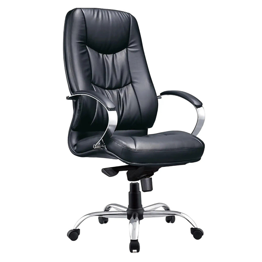 DB090 Leather Chrome Base High-Back Office Chair