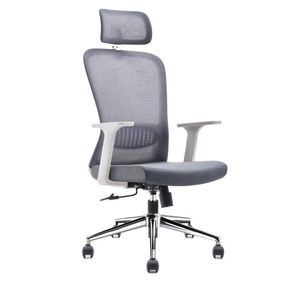 C4004 Grey Mesh with White Frame High-Back Office Chair