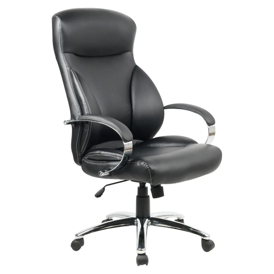K050 Black PU Leather with Chrome Frame Executive High-Back Office Chair