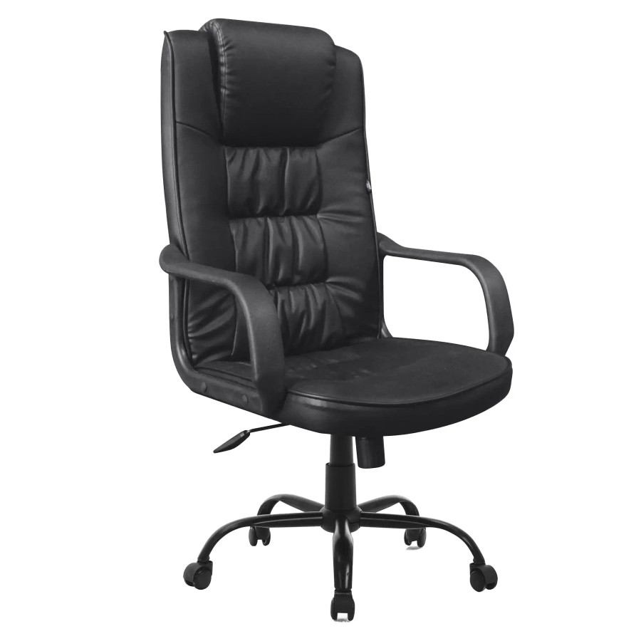 DB021 Black PU Leather with Steel Base High-Back Office Chair