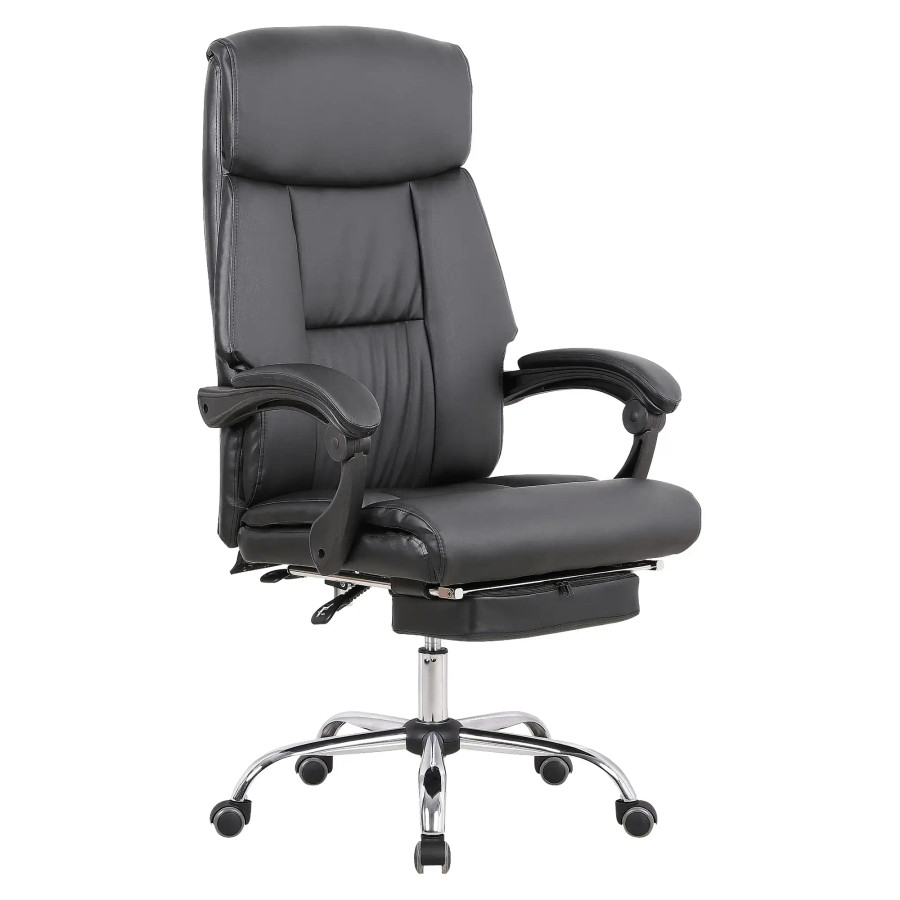 DB120 Black PU Leather with Footrest High-Back Office Chair
