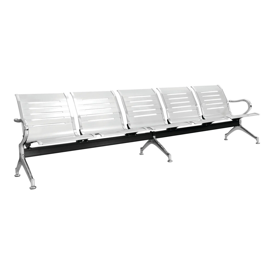 Express Airport Bench Five Seater in Silver supplied by Bum Seating.