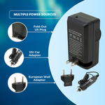 Canon LP-E10 Replacement Battery Kit (2-Pack, 1600mAh) + Single-Slot Charger with EU Plug & 12V Car Adapter