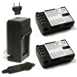 Panasonic DMW-BLF19 Battery Charger with Fold-Out Plug and 2 Replacement Batteries for Lumix GH Series Cameras