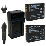 Replacement Battery Kit for Canon BP-110 (2-Pack, 1300mAh) + Charger & Car Adapter
