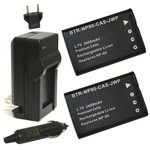 Replacement Battery Kit for Casio Exilim EX-H10 (2-Pack, 2400mAh) + Charger with EU Plug & 12V Car Adapter