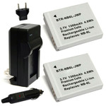 Replacement Battery Kit for CAS Lecran (2-Pack, 1300mAh) + Charger with EU Plug & 12V Car Adapter