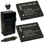 Replacement Battery Kit for Casio Exilim EX-TR10 (2-Pack, 1200mAh) + Charger with EU Plug & 12V Car Adapter