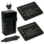 Replacement Battery Kit for Casio NP-110 (2-Pack, 1300mAh) + Charger with EU Plug & 12V Car Adapter
