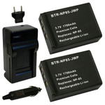Replacement Battery Kit for Fujifilm FinePix SL1000 (2-Pack, 1700mAh) + Charger & Car Adapter