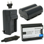 Replacement Battery Kit for Fujifilm GFX 50S II (2-Pack, 2250mAh) + Charger with EU Plug & 12V Car Adapter
