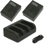 Replacement Battery Kit for GoPro HD HERO3+ Silver (2-Pack, 1280mAh) + Triple USB Charger