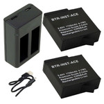 Replacement Battery Kit for Insta360 Ace CINSBAJA (2-Pack, 1750mAh) + Dual USB Charger