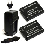 Replacement Battery Kit for JVC GC-XA2 ADIXXION (2-Pack, 1350mAh) + Charger & Car Adapter