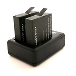 Replacement Battery Kit for Insta360 P.OXRCDLC1 (2-Pack, 1200mAh) + Dual USB Charger
