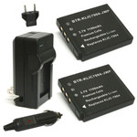 Replacement Battery Kit for Kodak EasyShare V1233 (2-Pack, 1100mAh) + Charger & Car Adapter